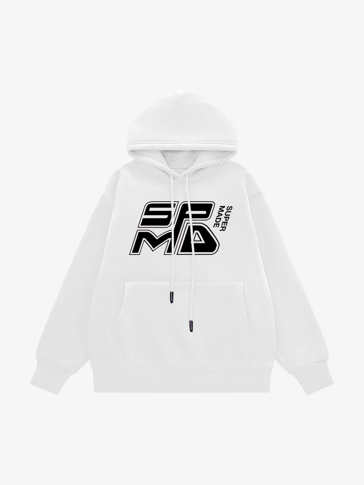 SPMD Letter Design Print Fleece Hooded Sweatshirt 