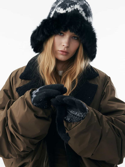 Winter Essential Bomber Jacket with Faux Fur Trimmed Hood 