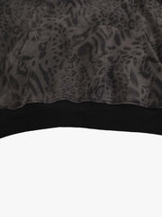 Distressed Leopard Letter Embroidered Hoodie