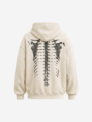 Skeleton Bone Graphic Distressed Hoodie