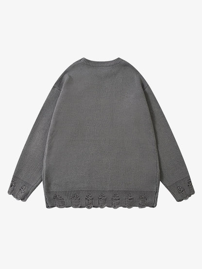 Oversized Graphic Sweater with Chain Detail - Perfect for Casual and Trendy Looks 