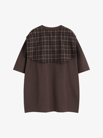 Street Style Retro Patchwork Plaid Tee