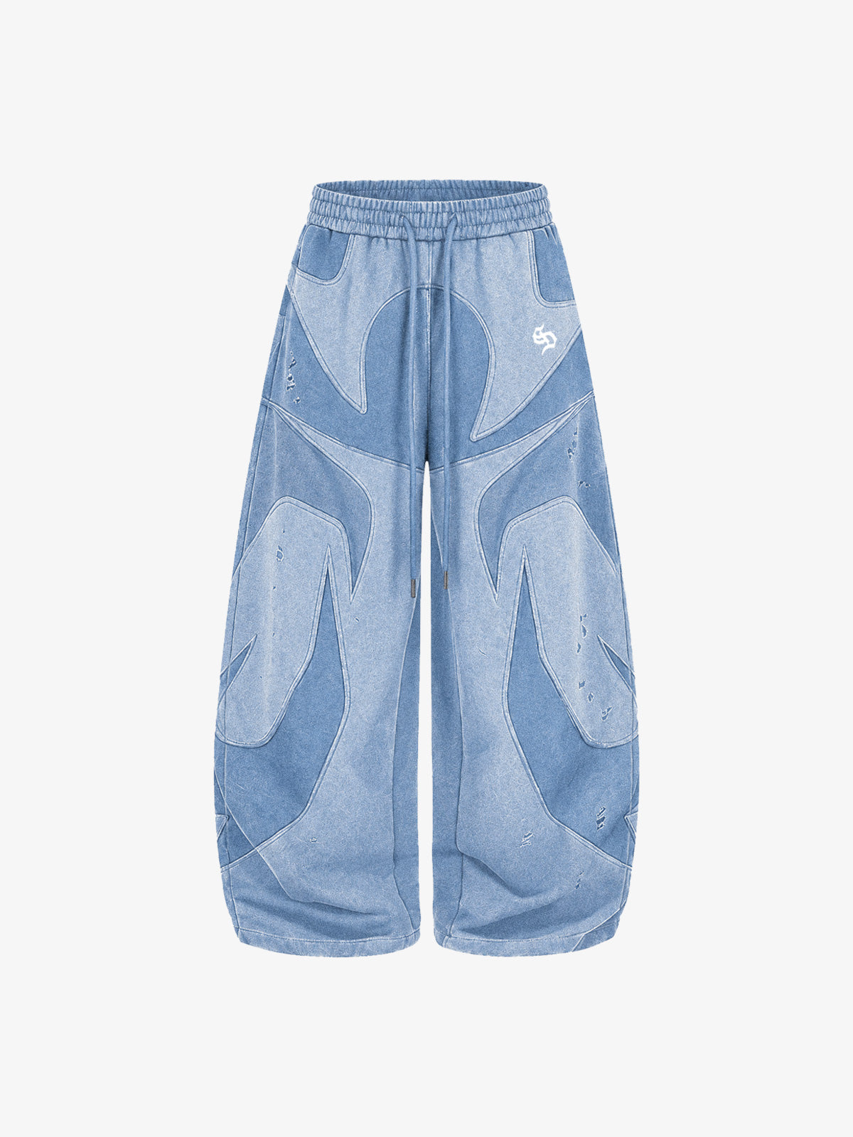 Washed Panelled High-Neck Zip Hoodie & Wide-Leg Sweatpants Set