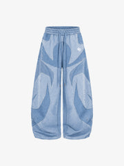 Washed Panelled High-Neck Zip Hoodie & Wide-Leg Sweatpants Set
