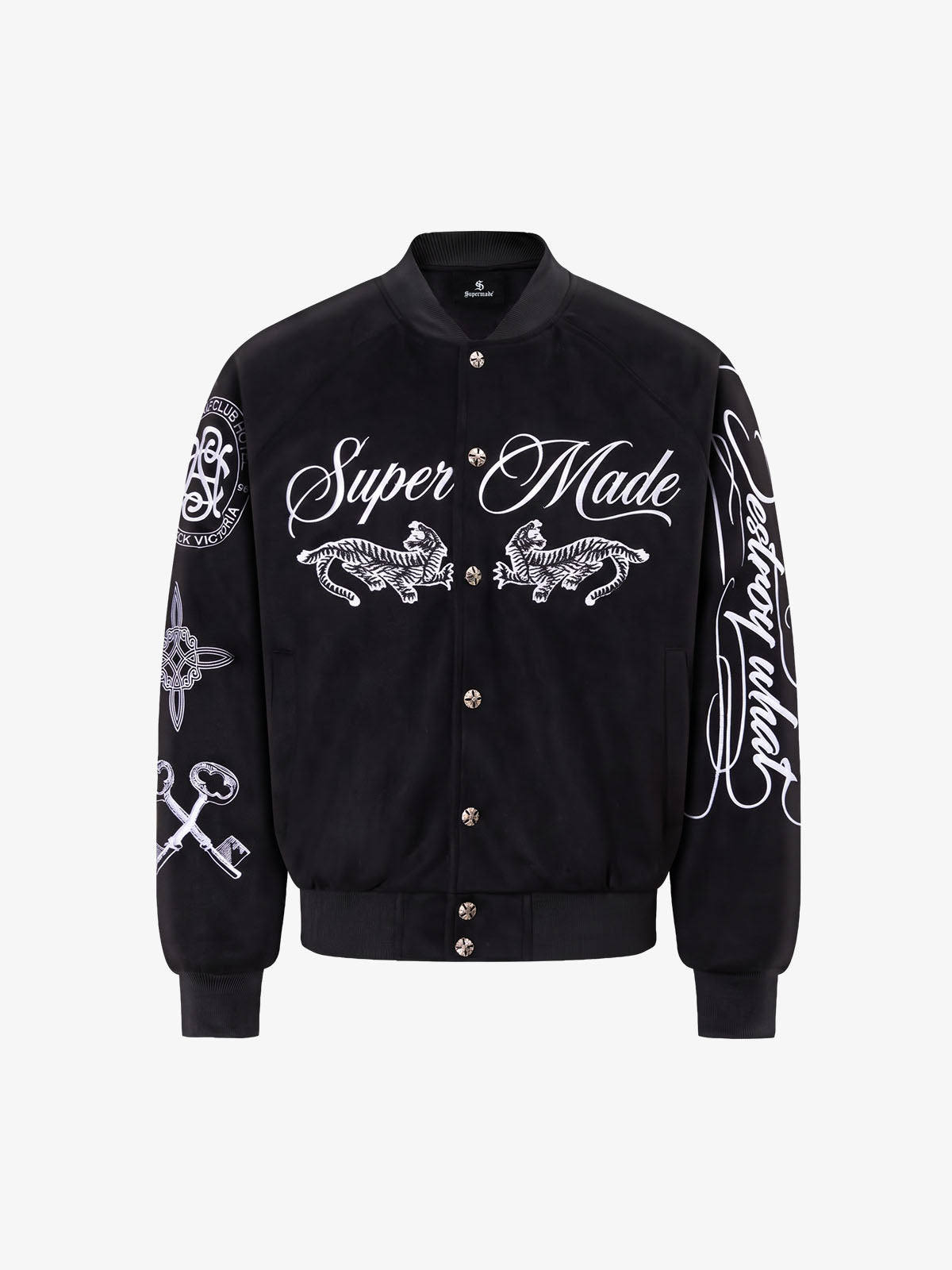 Color Block Embroidered Suede Jacket