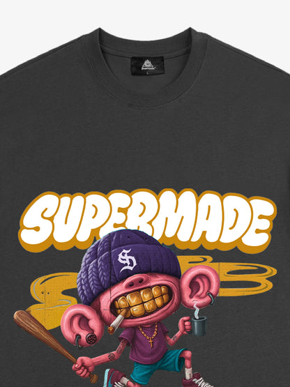 Thesupermade Cartoon Graffiti Baseball Cool Boy T-shirt 
