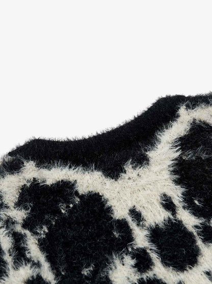 Abstract Ink Print Knit Sweater
