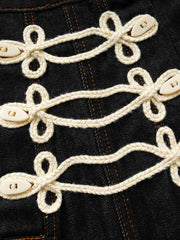 Napoleon Cord Embroidery Barrel Baggy Jeans