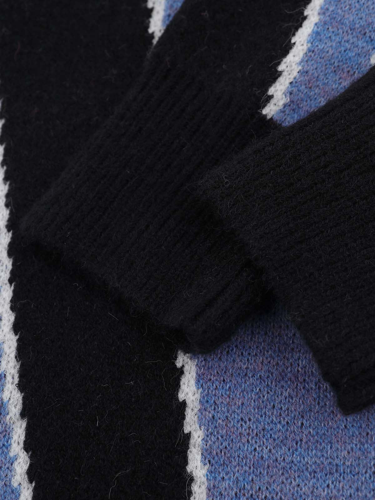 Contrast Panel Embroidered Polo Knit Sweater