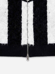 Star Stripe Embroidered Stand-Collar Zip Knit Sweater