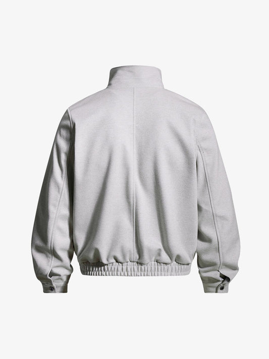 Convertible-Collar Snap-Button Bomber Jacket