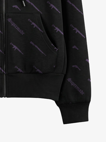 Full Print Tactical Gun Zip Up Hoodie