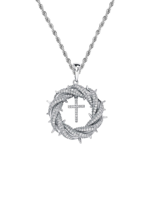 Twisted Cross Zircon Pendant Copper Necklace 