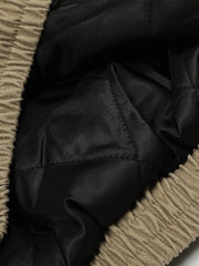 Street Outdoor Detachable Fur Collar Fleece Hooded Padded Jacket 