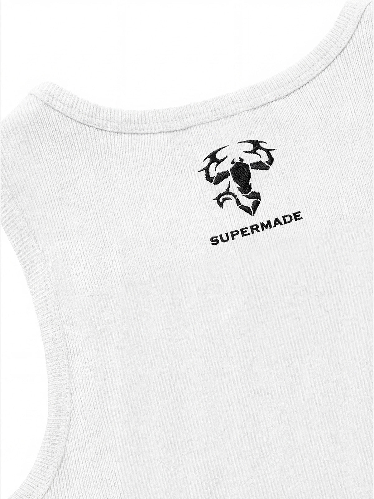 Cotton-blend black, white and gray vest with scorpion embroidered logo and deformed logo print 