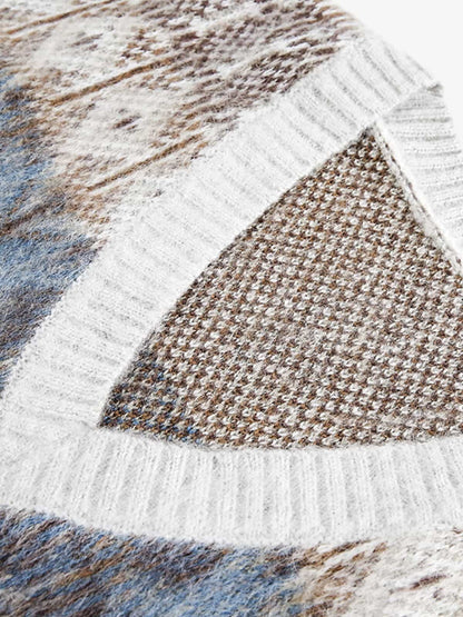 Colorful Knit Vest with Geometric Patterns for Women 