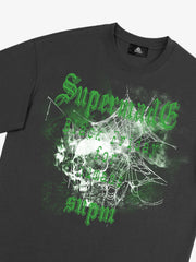 Gothic Skull Spiderweb Graphic T-Shirt 
