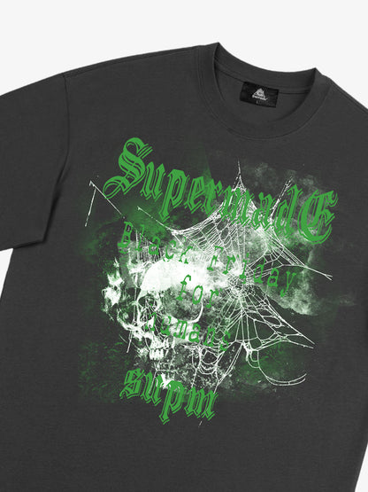 THE SUPERMADE Black Friday Gothic Skull Spiderweb Graphic T-Shirt 