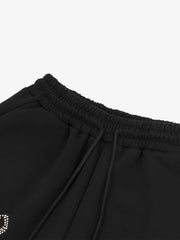 Skeleton Rhinestone Graphic Drawstring Sweatpants