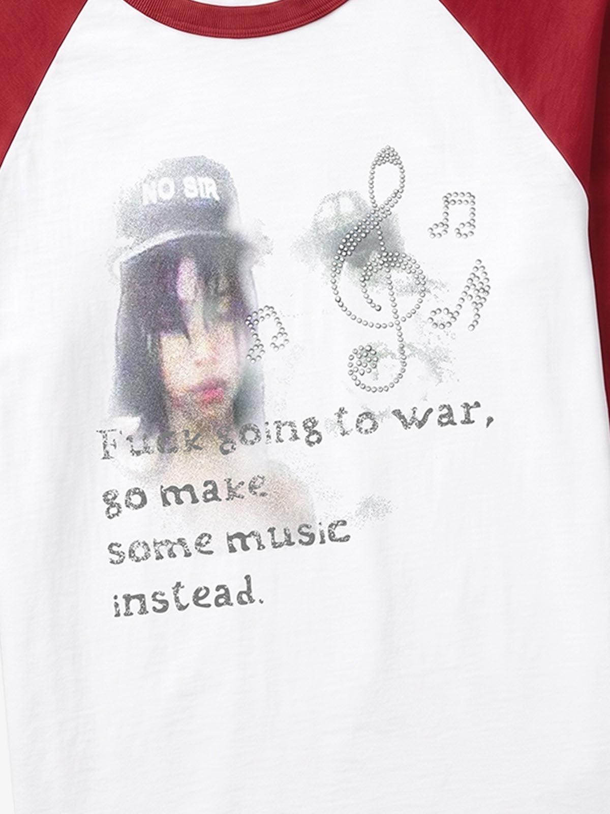 Musical Note Rhinestone Graphic 5/8 Raglan Sleeve Top