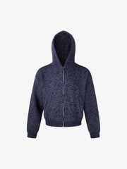 Leopard Pattern Boxy Fit Zip-Up Hoodie