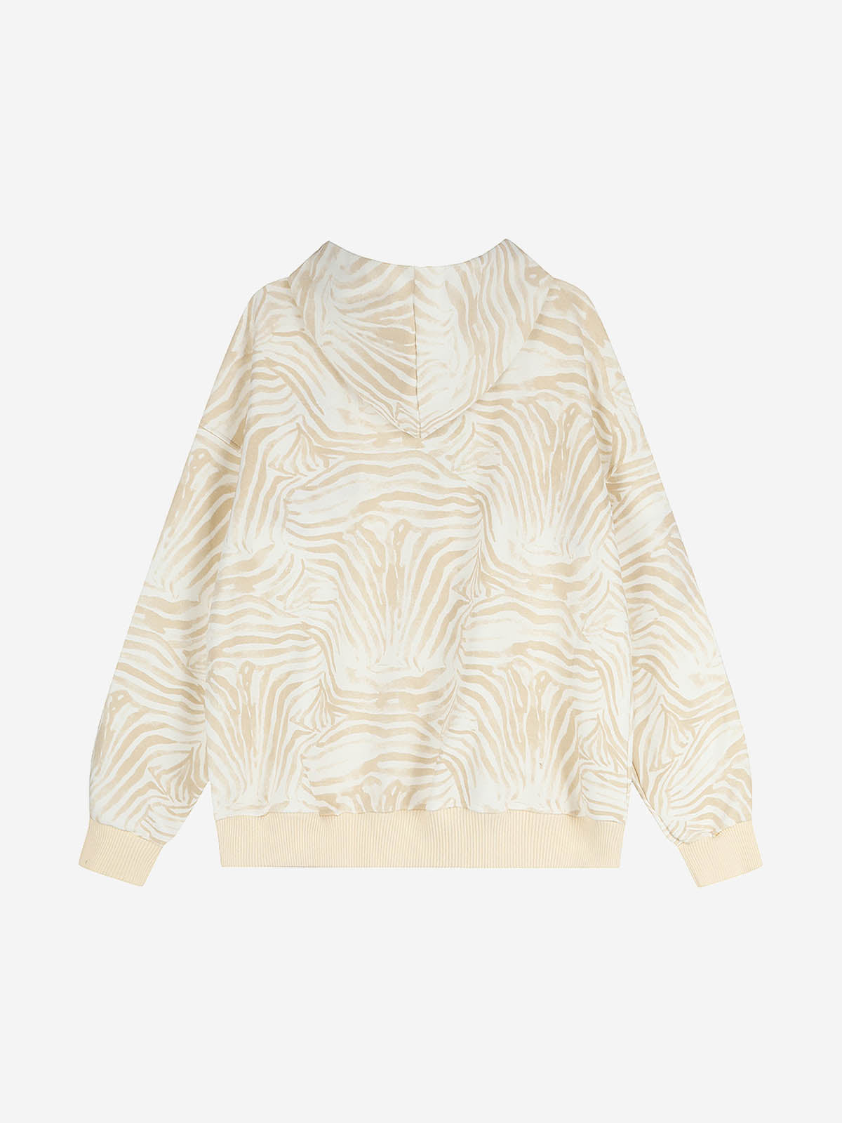 Zebra Graphic Embroidered Oversized Zip Hoodie