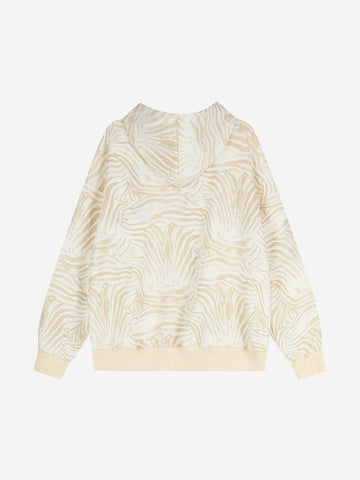 Zebra Graphic Embroidered Oversized Zip Hoodie