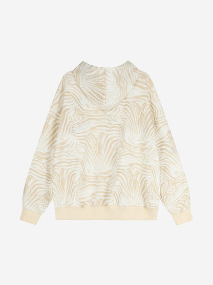 Zebra Graphic Embroidered Oversized Zip Hoodie