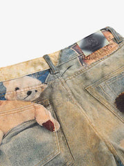 Teddy Bear Decor Pockets Baggy Pants 