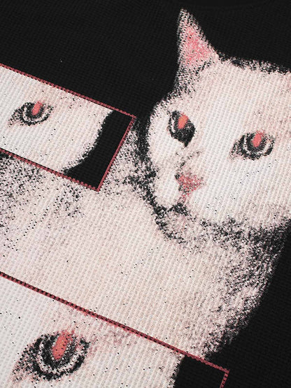 Unique Cat Graphic Long Sleeve Sweatshirt for Casual Wear 