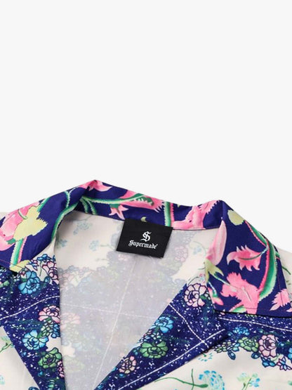 French Tulip Tile Camp Collar Boxy Shirt 