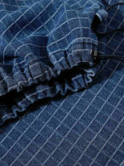 Hose aus Baumwoll-Leinen-Mischgewebe mit Karomuster und Kordelzug