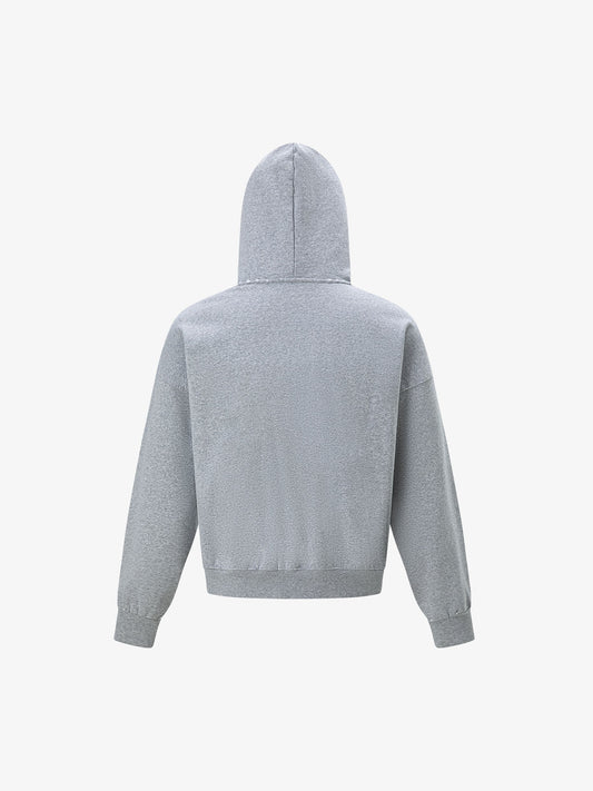 Distressed Badge Graphic Zip-Up Hoodie