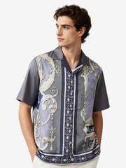 Baroque Sea Satin Camp Collar Boxy Shirt 