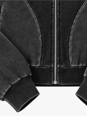 Washed Panelled High-Neck Zip Hoodie & Wide-Leg Sweatpants Set