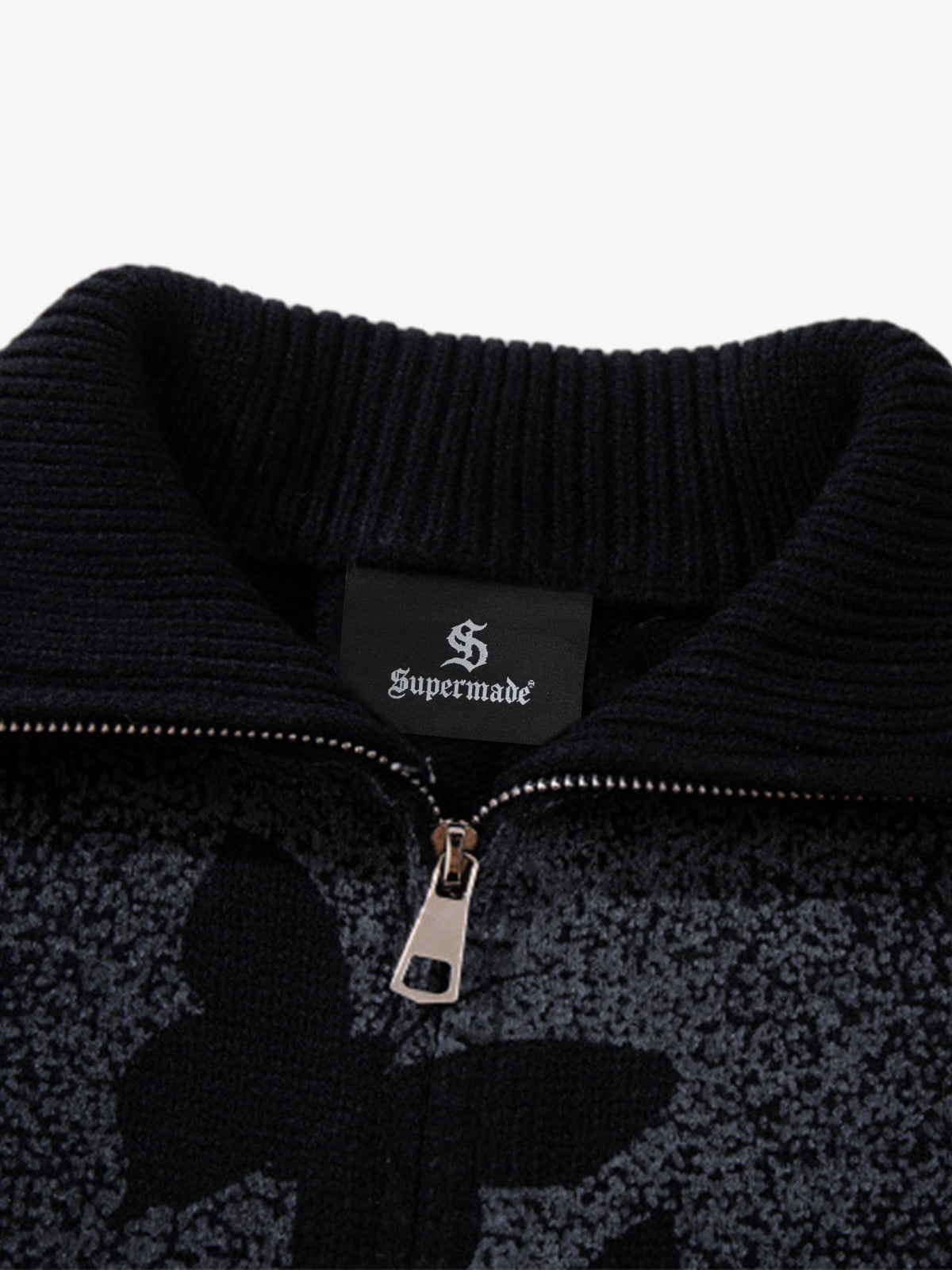 Street Dark Phantom Butterfly Stand-Collar Knit Cardigan Sweater 