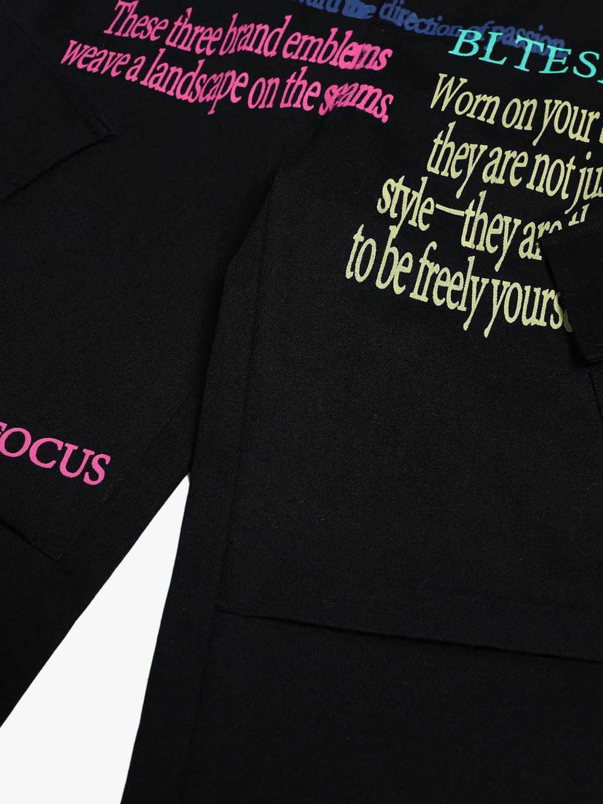 Stylish Wide-Leg Trousers with Embroidered Text and Multi-Pockets for Modern Fashionistas 