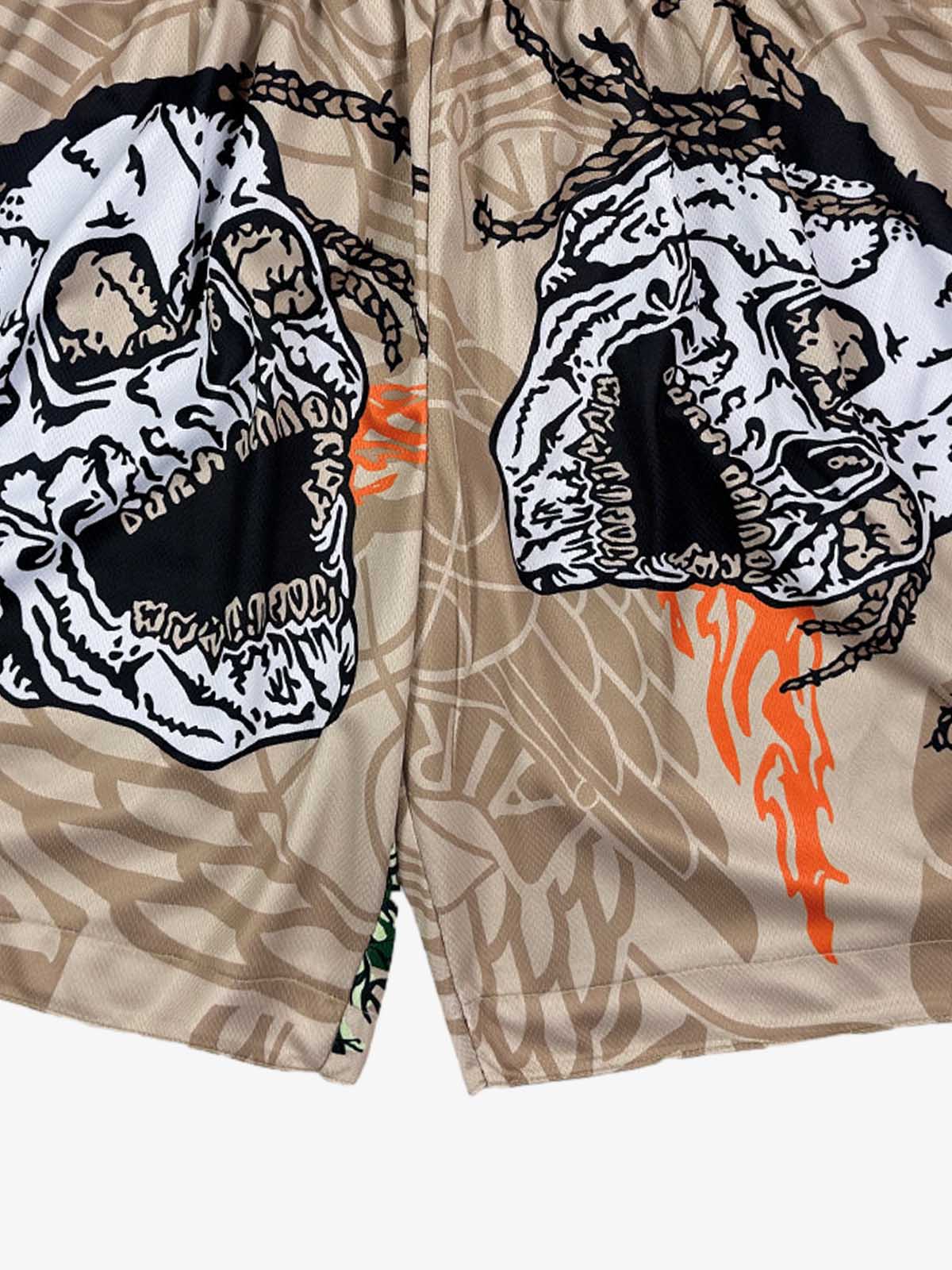 Skull Graphic Athletic Shorts 