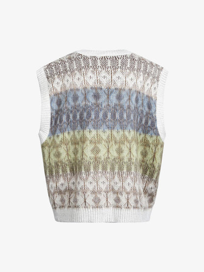 Colorful Knit Vest with Geometric Patterns for Women 