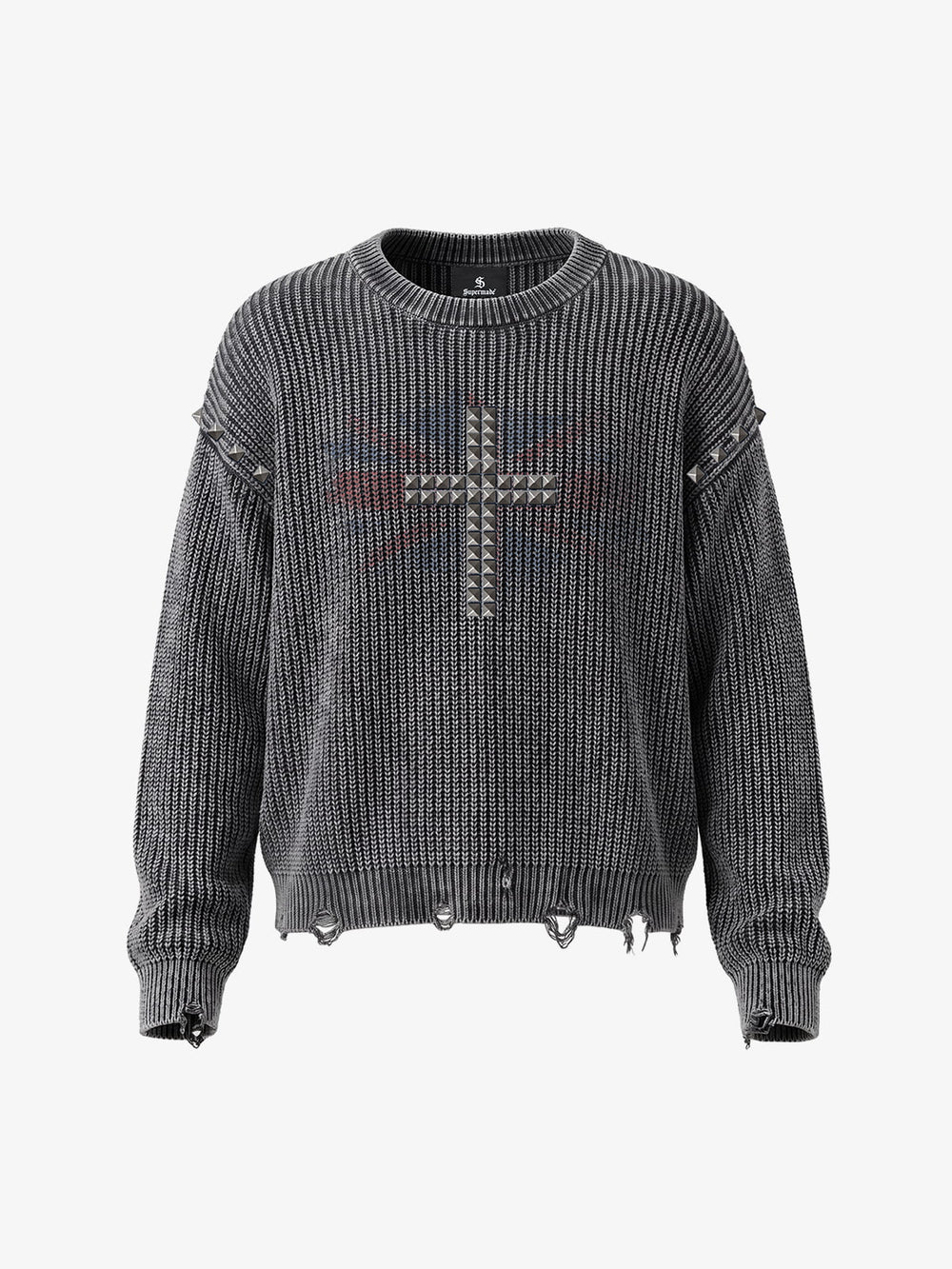 Studded Distressed Knit Sweater