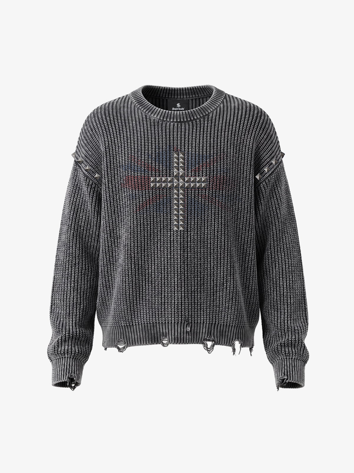 Studded Distressed Knit Sweater