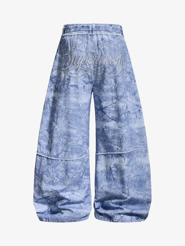 Tie-Dye Drawstring Wide-Leg Pants
