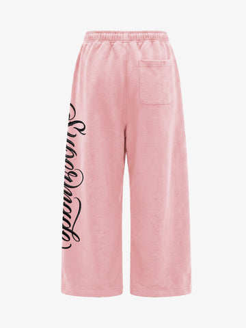 Fleece Jogger Pants with Embroidered Script Detail