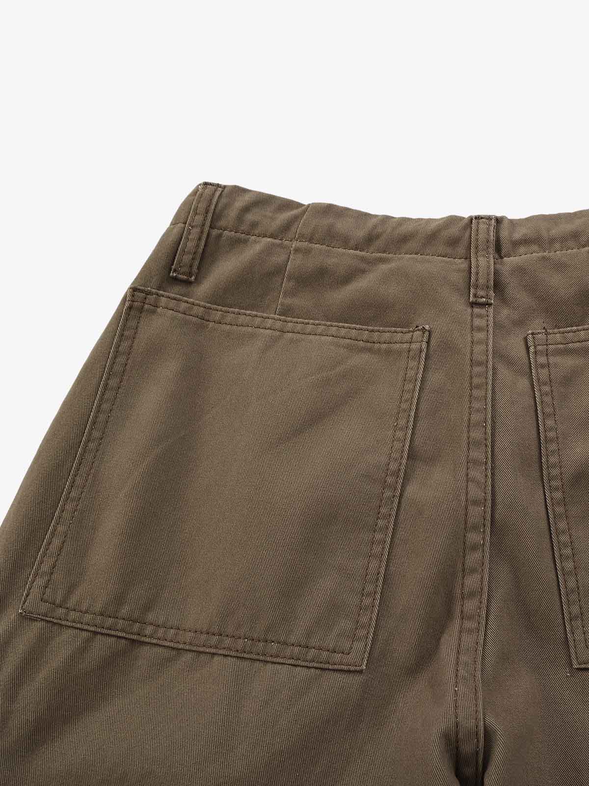 Heart-Slit Multi-Pocket Washed Wide-Leg Pants
