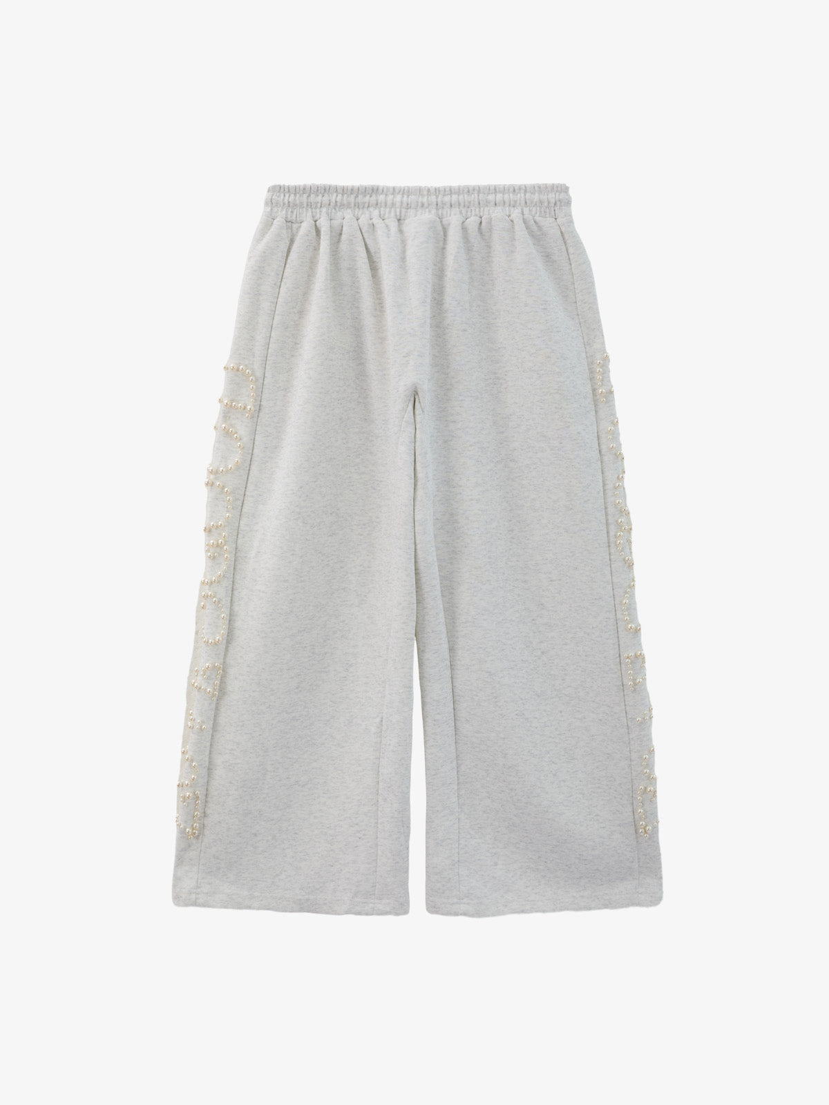 Cotton Blend Pearl Embellished Wide Leg Sweatpants for Women 