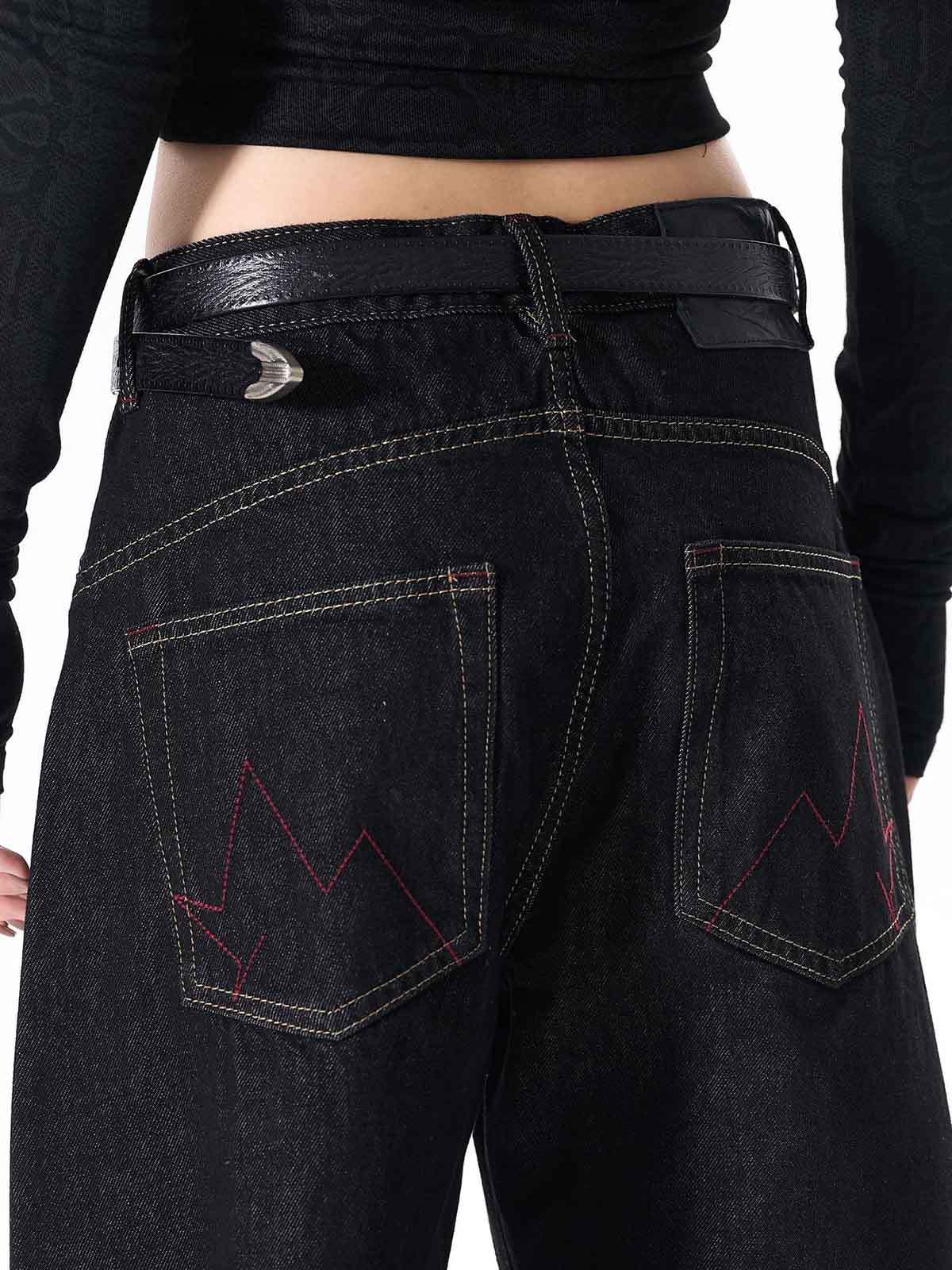 Dark Gothic Graphic Wide-Leg Jeans 