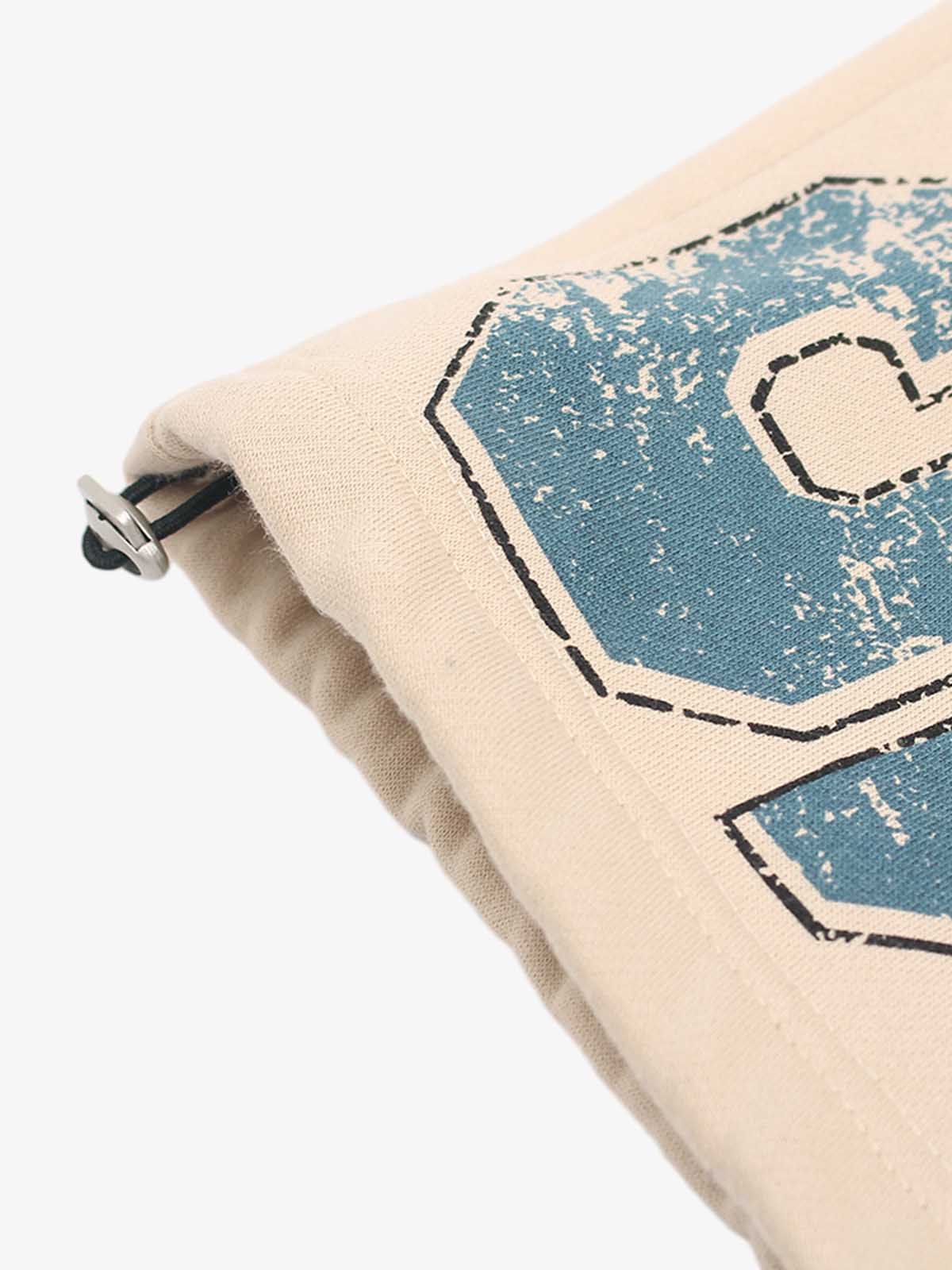 Retro Fleece-Lined Color-Block Letter Print Baggy Pants 