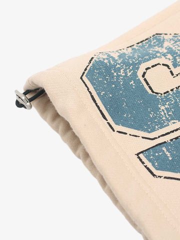 Retro Fleece-Lined Color-Block Letter Print Baggy Pants 