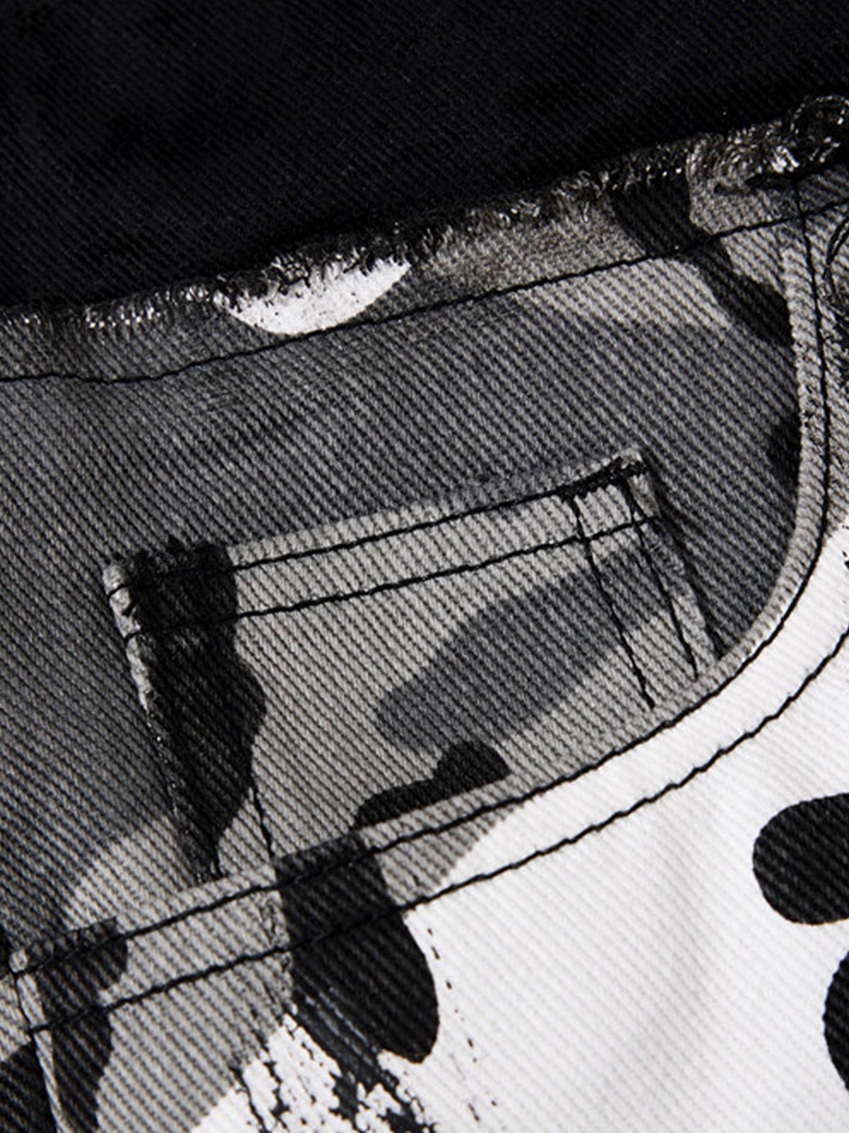 Camo Patchwork Eyelet Strap Flared Jeans