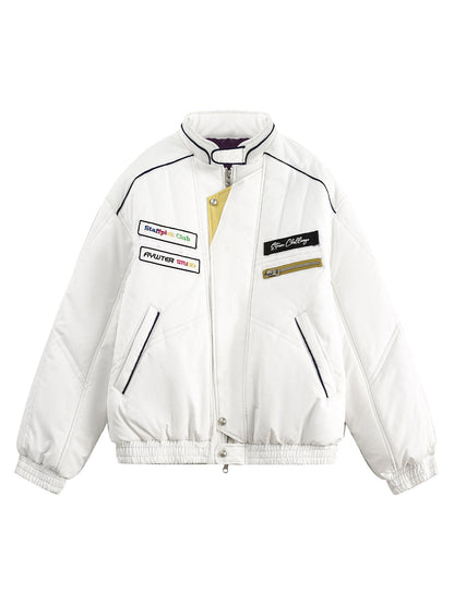 Embroidery Double-ended Zipper Bomber Jacket 